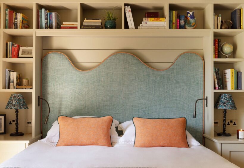 Detail of decor, super king beds and linens in Luxury Garden Room at The Gallivant
